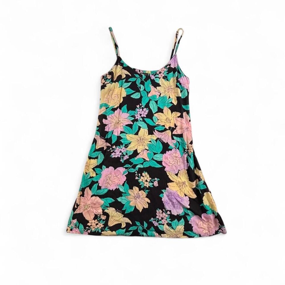 Billabong Floral Mini Sundress Women’s Small Black Spaghetti Strap